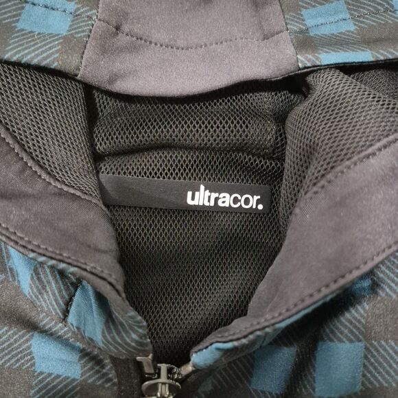 Ultracor Hoodie Vest Women Sz Small Plaid Green Black Gold Full Zip Bumble Bees - Picture 4 of 11